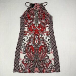 INC International Concepts Women’s Medium Pasiley Embellished Resort Boho Dress